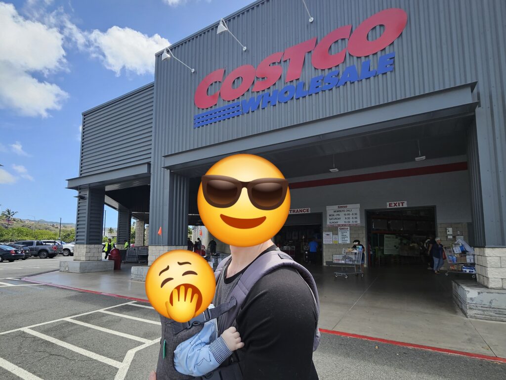 a family photo in front of the Costco in Hawaii Kai, Oahu