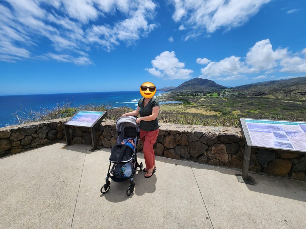 a scenic family snapshot featuring a stroller friendly hike at Makapuʻu Point Lighthouse Trail 